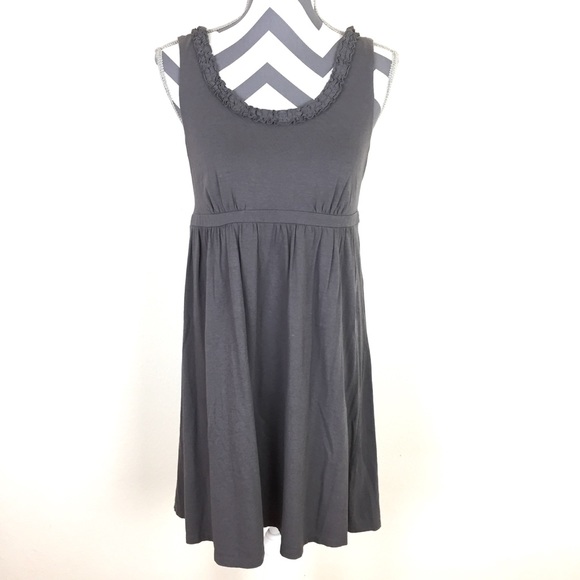 LOFT Dresses & Skirts - Loft Gray Sleeveless Ruffle Trim Dress Size M